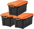 82 qt. Storage Box, Utility Tote, Orange/Black (3-Pack)