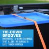 12 Gallon Latching Plastic Storage Bin Container, Black with Blue Lid, Set of 4