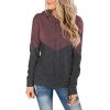 Hooded Drawstring Stitching Contrast Sweatshirt