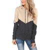 Hooded Drawstring Stitching Contrast Sweatshirt